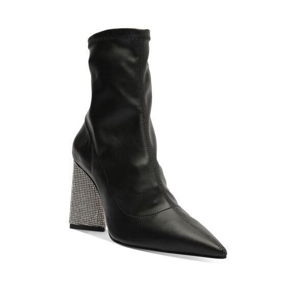 SCHUTZ Womens Black Rhinestone Stretch Cyrus Pointed Toe Flare Booties 7 B - Picture 1 of 4